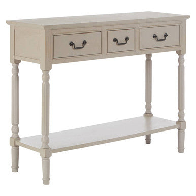 Heritage Grey Putty Wooden 3 Drawer Console Table with Lower Shelf