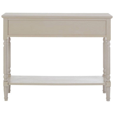 Grey Natural Wood Two-Tier Display Top Console Table with 2 Drawers and Carved Legs, Heritage