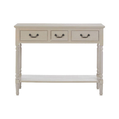 Heritage Grey Putty Wooden 3 Drawer Console Table with Lower Shelf