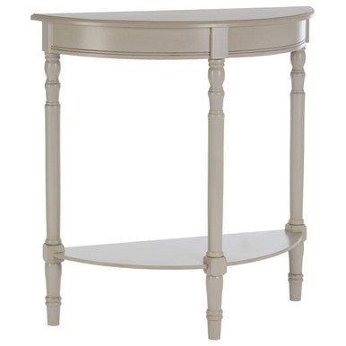 Heritage Grey Putty Wooden Half Moon Console Table with Spindle Legs