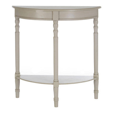 Heritage Grey Putty Wooden Half Moon Console Table with Spindle Legs