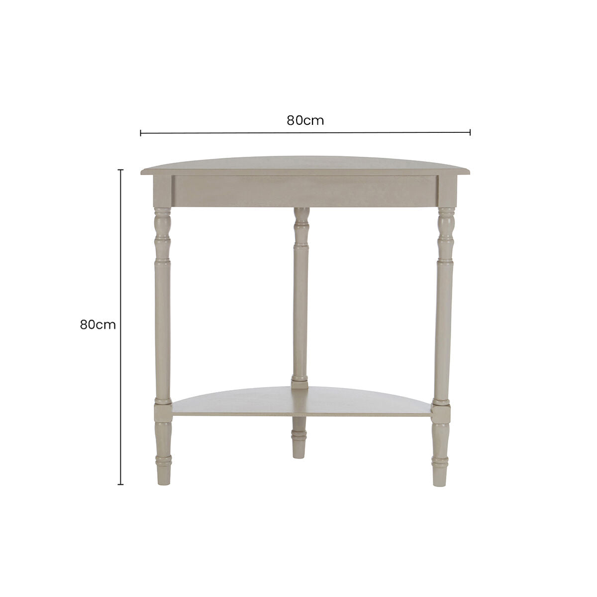 Heritage Grey Putty Wooden Half Moon Console Table with Spindle Legs