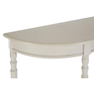 Heritage Grey Putty Wooden Half Moon Console Table with Spindle Legs