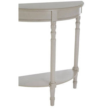 Heritage Grey Putty Wooden Half Moon Console Table with Spindle Legs