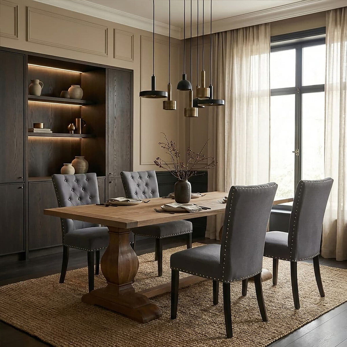 Regents Park Grey Cotton And Linen Dining Chair