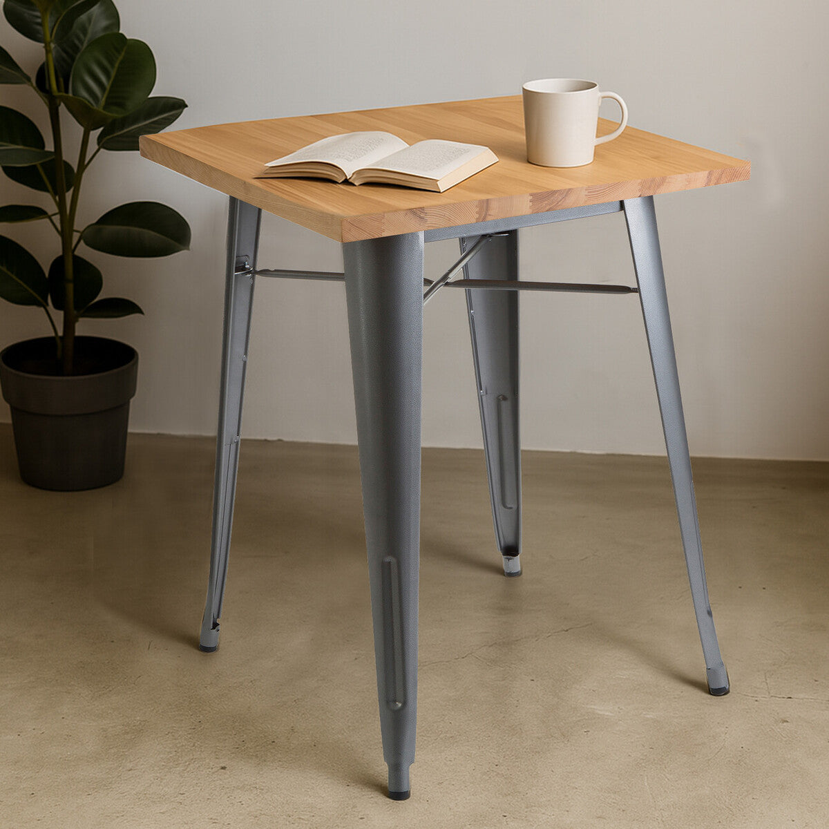 Aldgate Silver Table in Powder Coated Metal and Wood