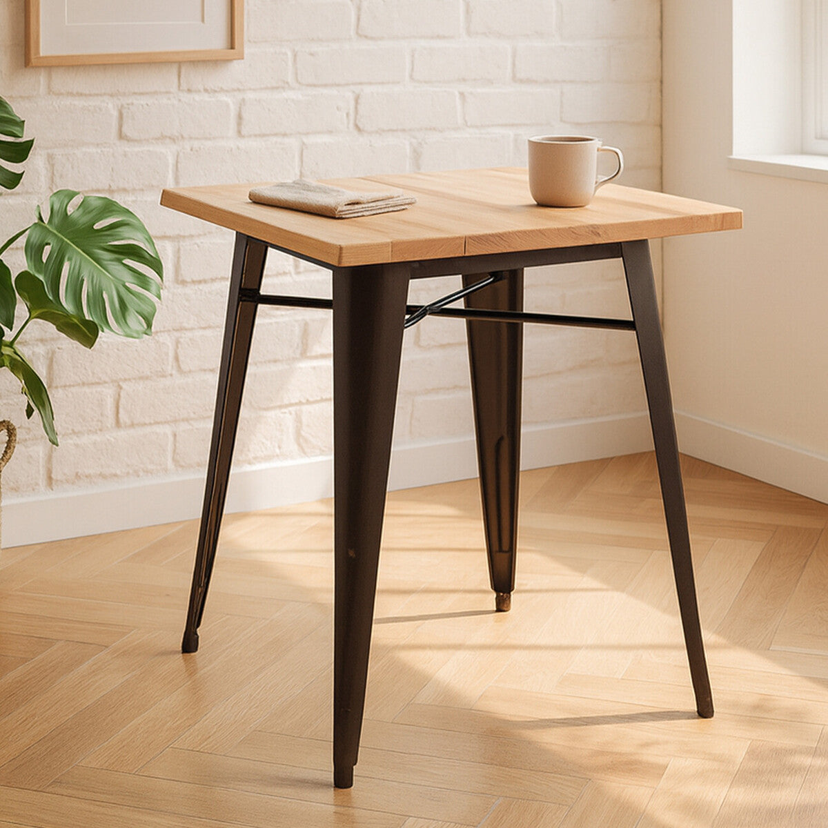 Aldgate Copper Effect Side Table in Powder Coated Metal and Wood