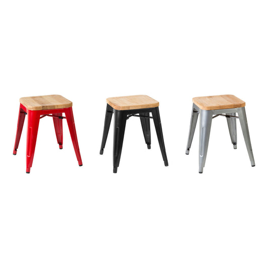 Aldgate Black Stool in Powder Coated Metal and Wood