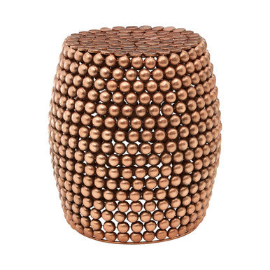 Templar Copper Finish Beaded Barrel Design Stool