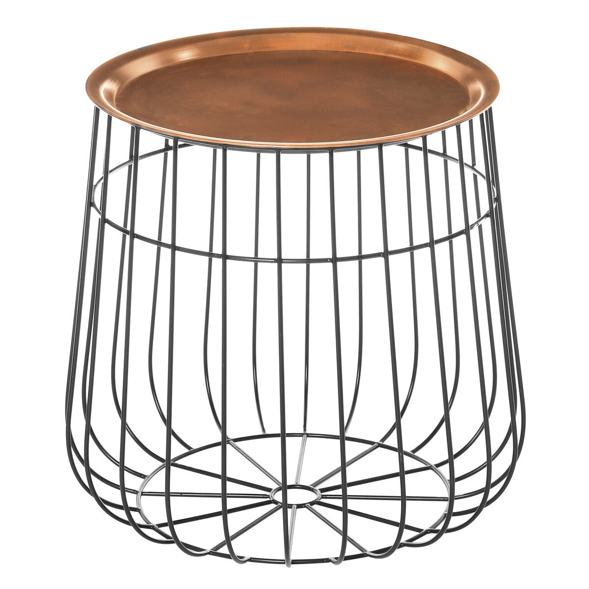 Gold Finish Copper Tray Top and Black Finish Base Side Table, Templar