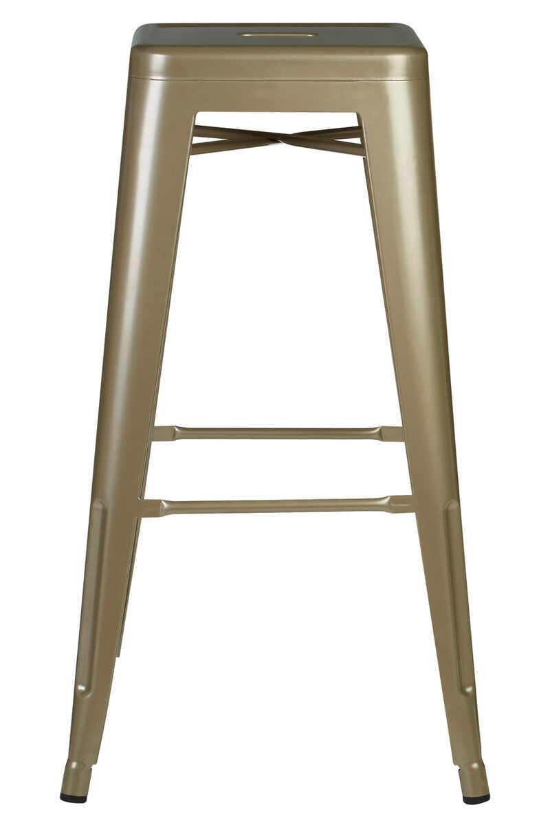 Champagne Powder Coated Metal Cubic Stool