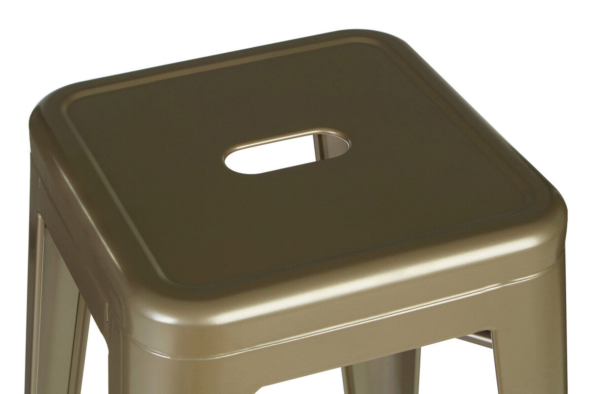Champagne Powder Coated Metal Cubic Stool