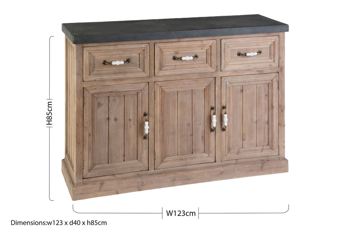 Pompeii Natural Wooden 3 Door and 3 Drawer Sideboard