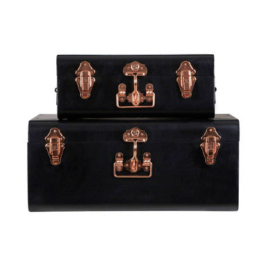 Parley Set Of Two Black Storage Trunks