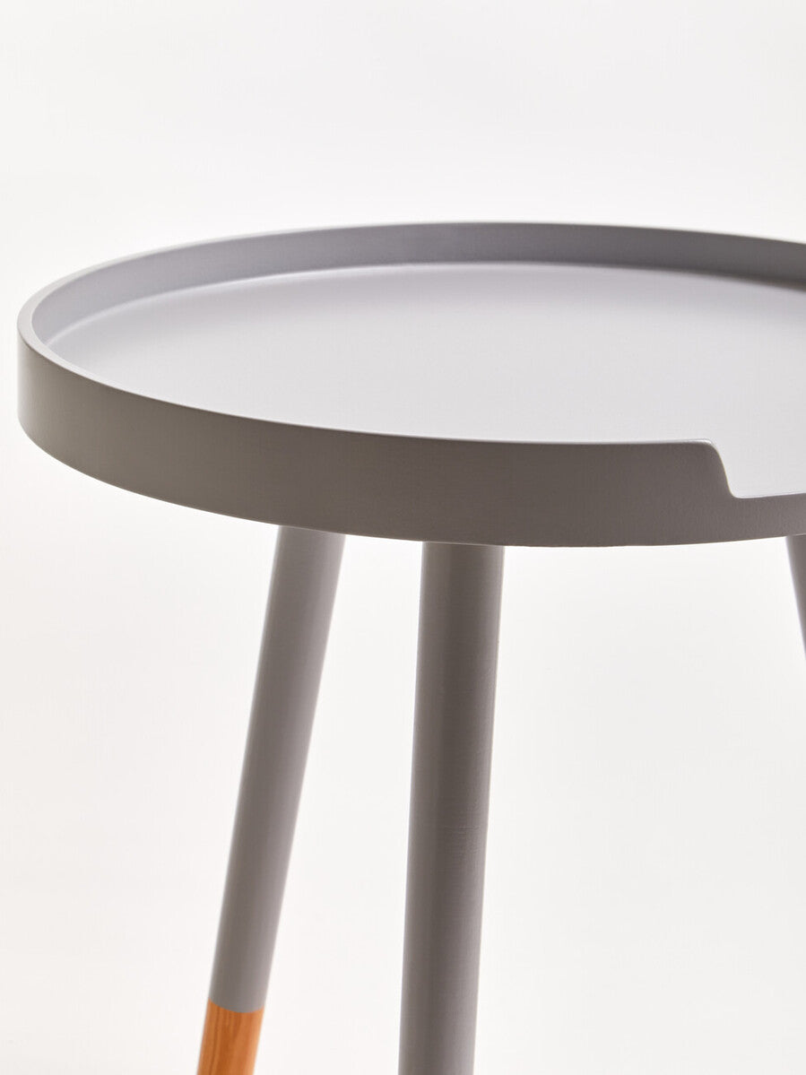 Viborg Grey Pine Wood Small Round Side Table