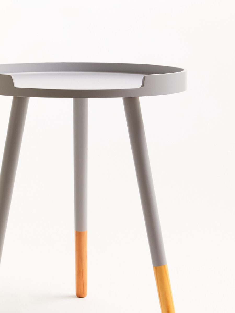 Viborg Grey Pine Wood Small Round Side Table