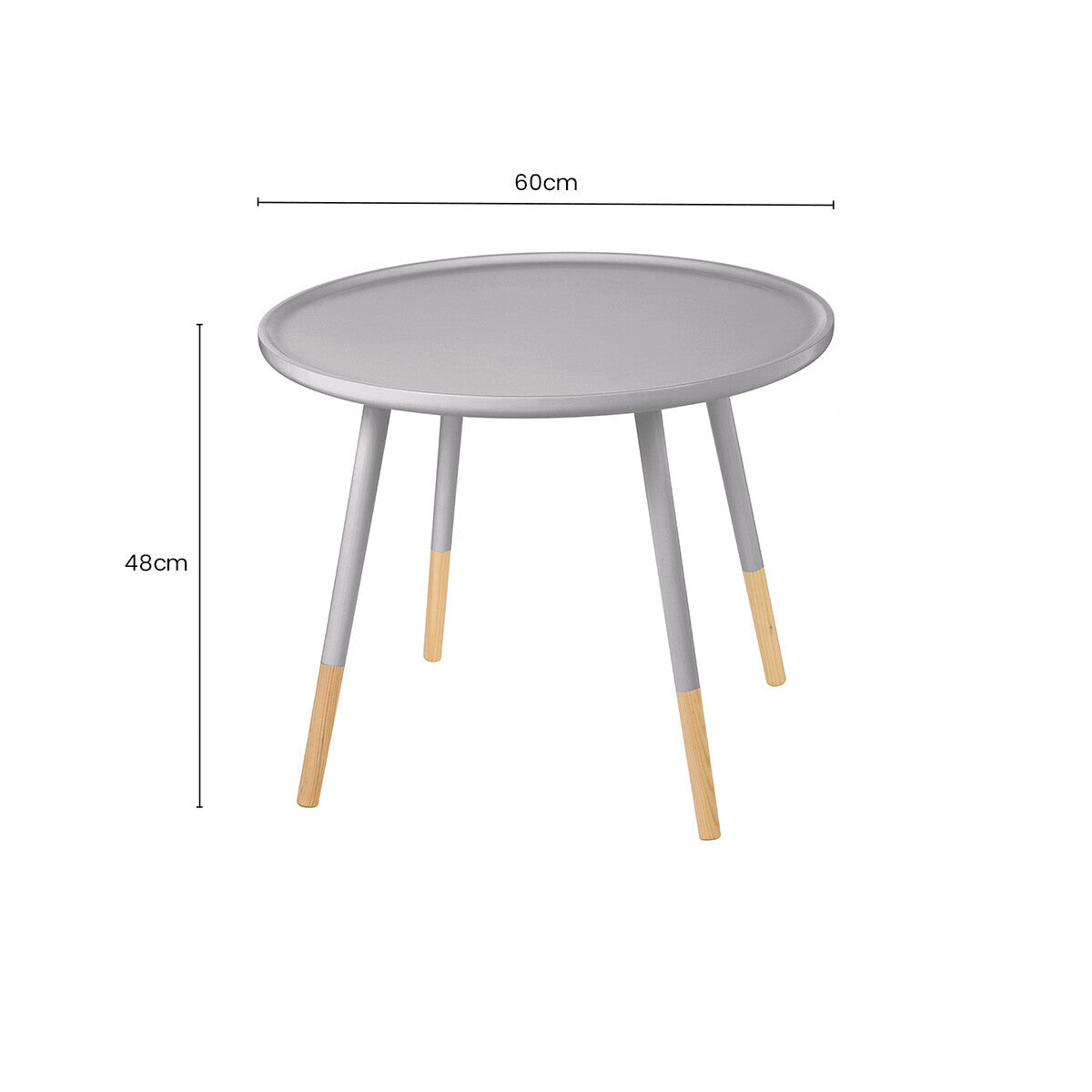 Viborg Grey Pine Wood Large Round Side Table