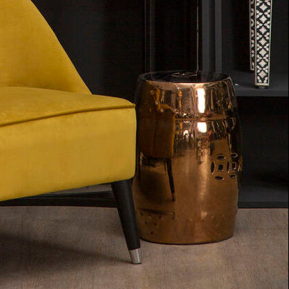 Torcello Complements Copper Finish Table And Stool