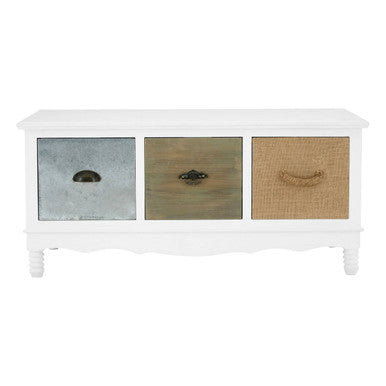 Weymouth White Finish Coffee Table with Multi Coloured Drawers