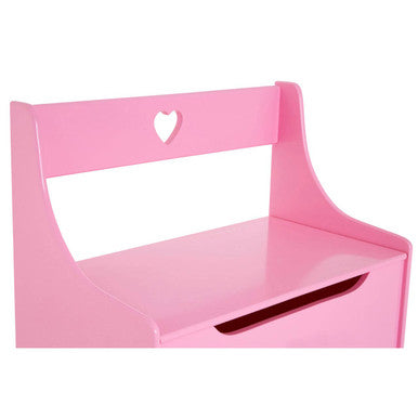 Kids Pink Heart Design Storage Box and Seat