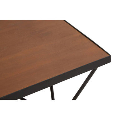 Brown Wood Top and Iron Base Square Coffee Table, New Foundry
