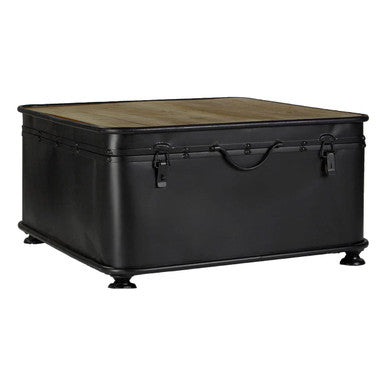 Black Wood and Iron Coffee Table with Hinged Top, New Foundry