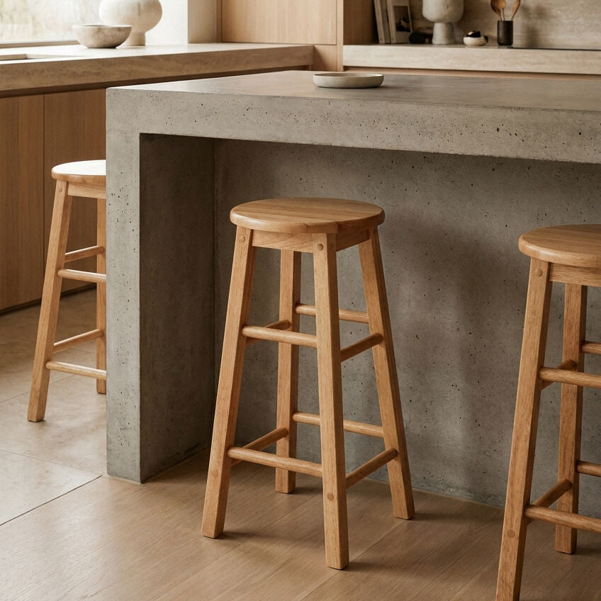 Selby Natural Tropical Hevea Wood Bar Stool