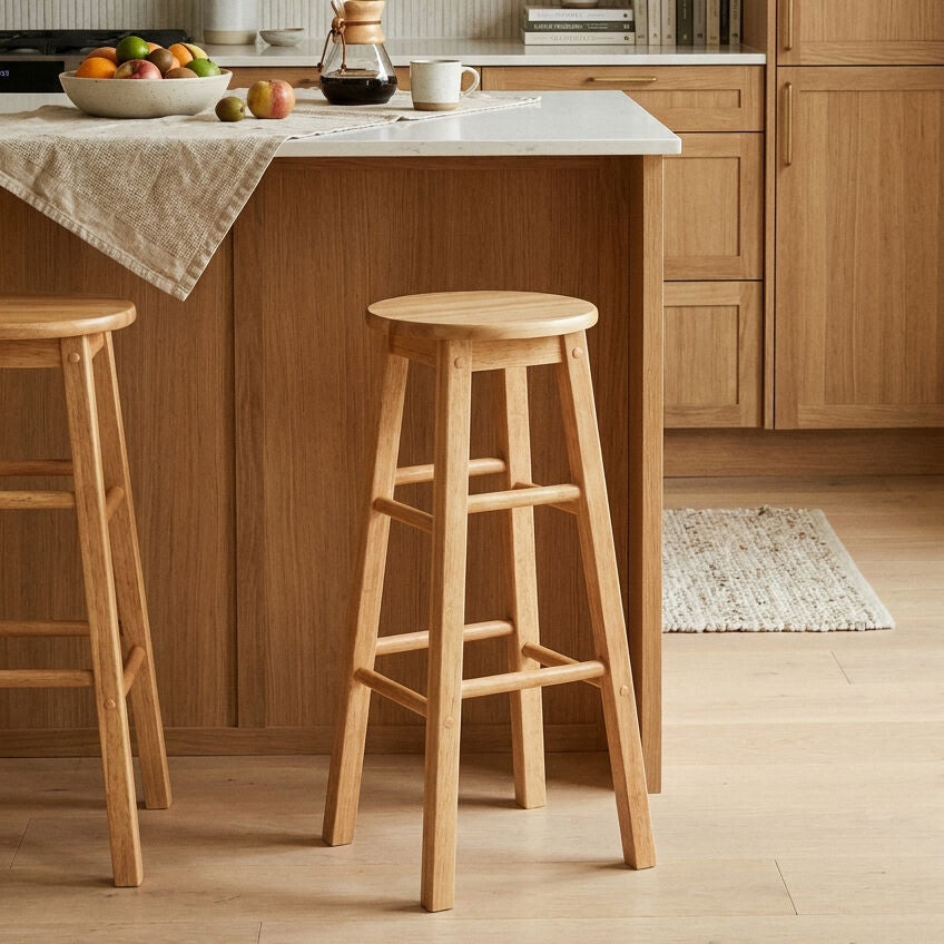 Selby Natural Tropical Hevea Wood Tall Bar Stool