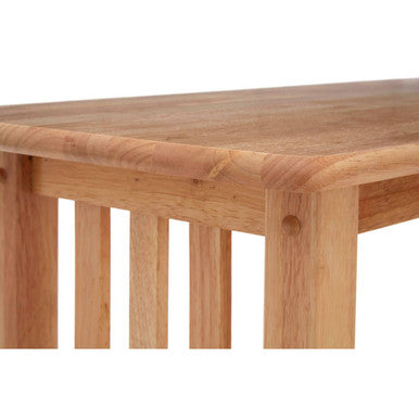 Natural Rubberwood Rectangular Console Table with Lower Storage Shelf and Lattice Panel Sides, Selby