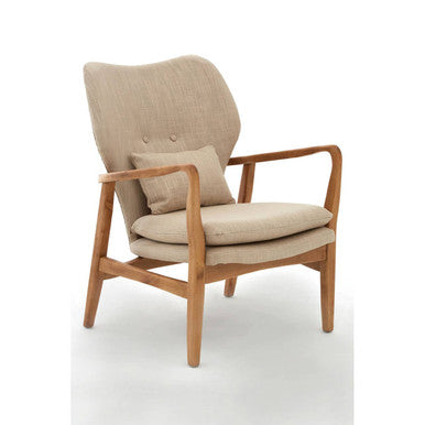 Stockholm Beige Fabric Chair with Wooden Frame