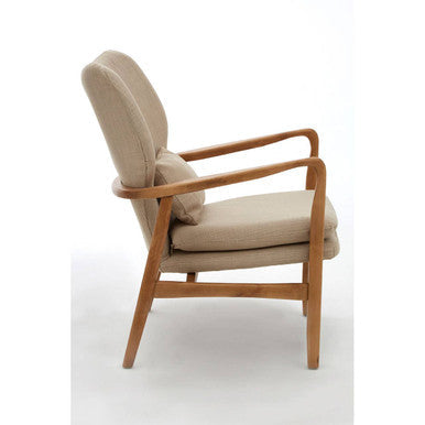 Stockholm Beige Fabric Chair with Wooden Frame