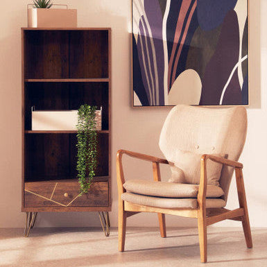 Stockholm Beige Fabric Chair with Wooden Frame