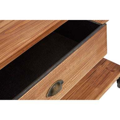 Natural Wooden 3-Drawer Console Table with Black Metal Legs, New Foundry