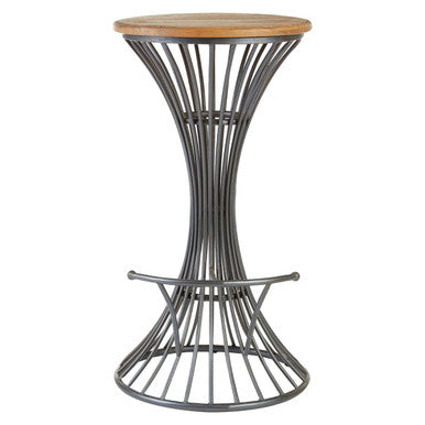 New Foundry Elm Wood And Metal Bar Stool