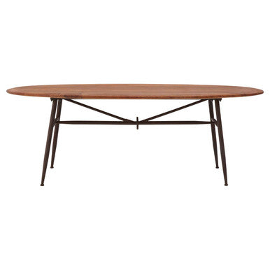 Black and Natural Wooden Oval Table with Metal Legs, New Foundry