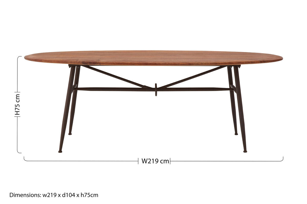 Black and Natural Wooden Oval Table with Metal Legs, New Foundry