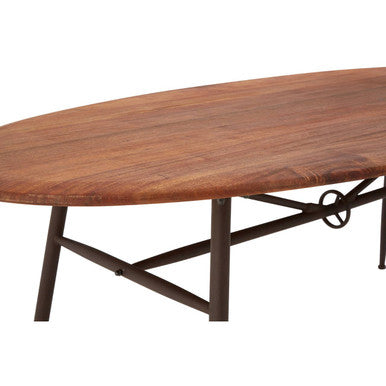 Black and Natural Wooden Oval Table with Metal Legs, New Foundry