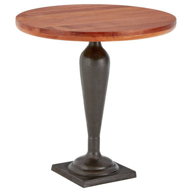 Brown Metal Base and Wooden Top Round Side Table, New Foundry