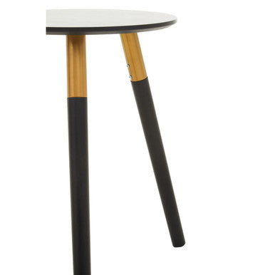 Black Oak Veneer Wooden Top Side Table with Gold Trim and Angled Legs, Nostra