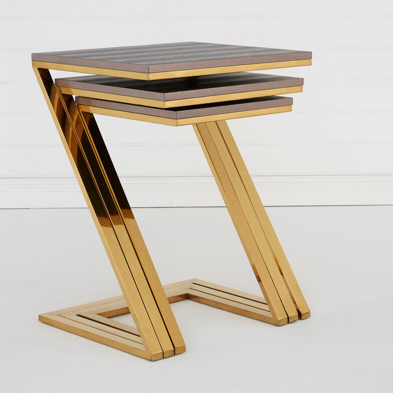 Pacific Faux Snake Skin Nest Of 3 Tables