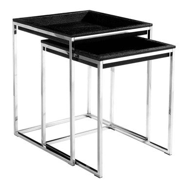 Pacific Black Shark Skin Effect Set of 2 Nesting Tables