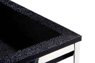 Nest of 2 Faux Shark Skin Top Nesting Tables with Stainless Steel Frame, Pacific