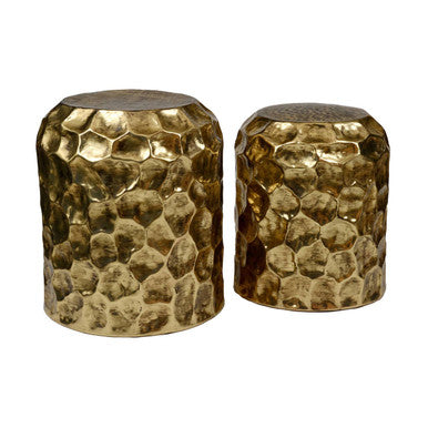 Templar Antique Brass Finish Textured Set of 2 Side Tables