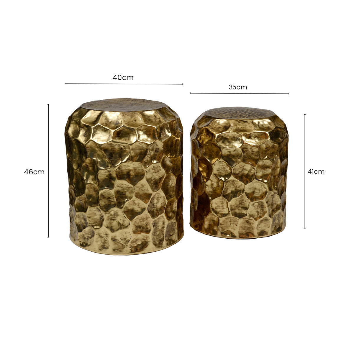 Templar Antique Brass Finish Textured Set of 2 Side Tables