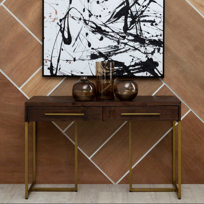 Brando Acacia Wood Effect Console Table with Drawers