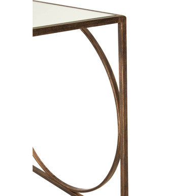 Mirrored Glass Top Nest of 3 Tables with Bronze Finish Metal Frame, Avantis