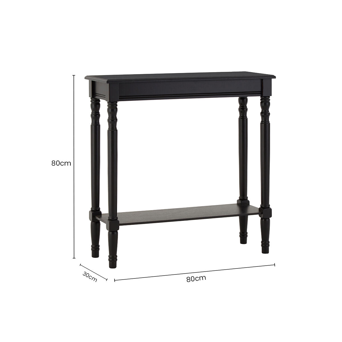 Heritage Black Wooden Console Table with Lower Shelf
