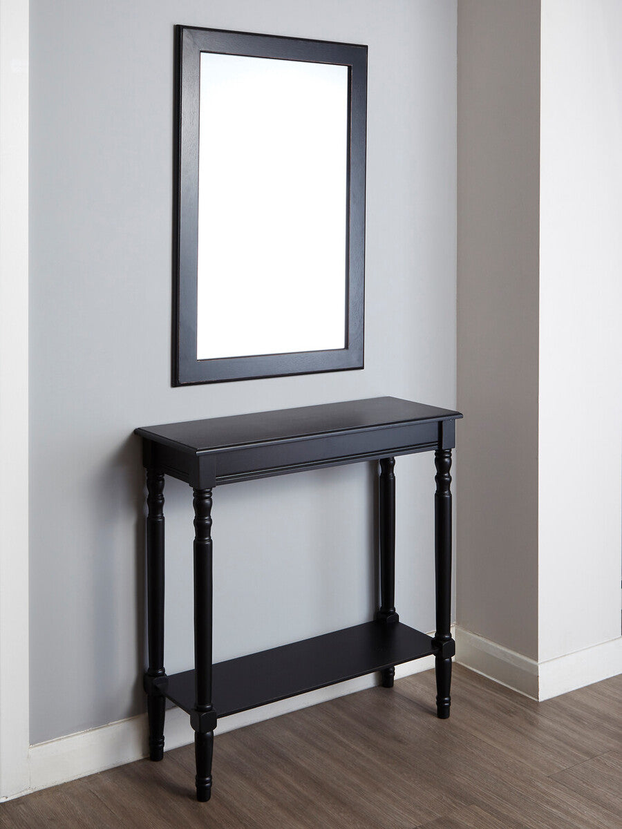 Black Wooden Console Table with Carved Legs and Lower Shelf | Heritage