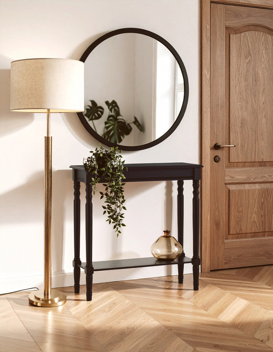 Black Wooden Console Table with Carved Legs and Lower Shelf | Heritage