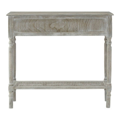 Heritage Grey Wash Wooden 2 Drawer Console Table with Lower Shelf